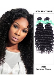 14” #1B Natural Black Deep Wave Weave 100% Remy Hair Human Hair Extensions 14” #1B Natural Black Deep Wave Weave 100% Remy Hair Human Hair Extensions